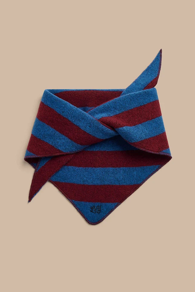 Loki -  Neck Scarf in Burgundy and Blue Stripe