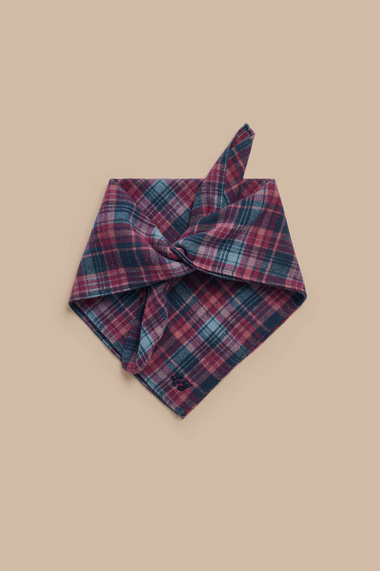 Lottie - Neck Scarf in Blue and Burgundy Check