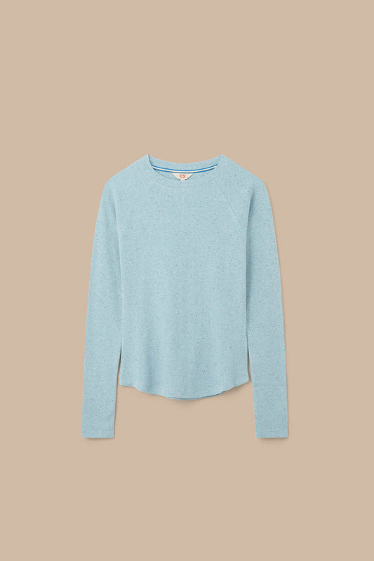 Harlow - Organic Cotton Long Sleeve Raglan Tee in Light Blue