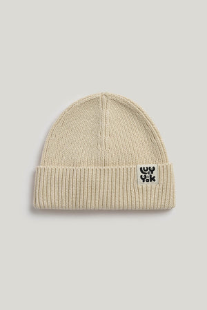 Luca - Knitted Cotton Beanie in Cream