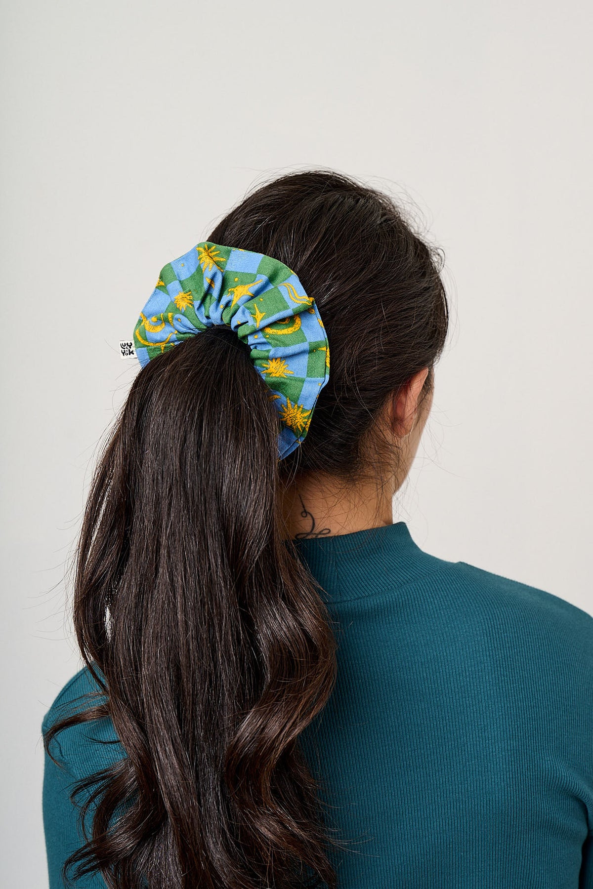 Mimmi - Scrunchie Organic Cotton in Celestial Checkerboard
