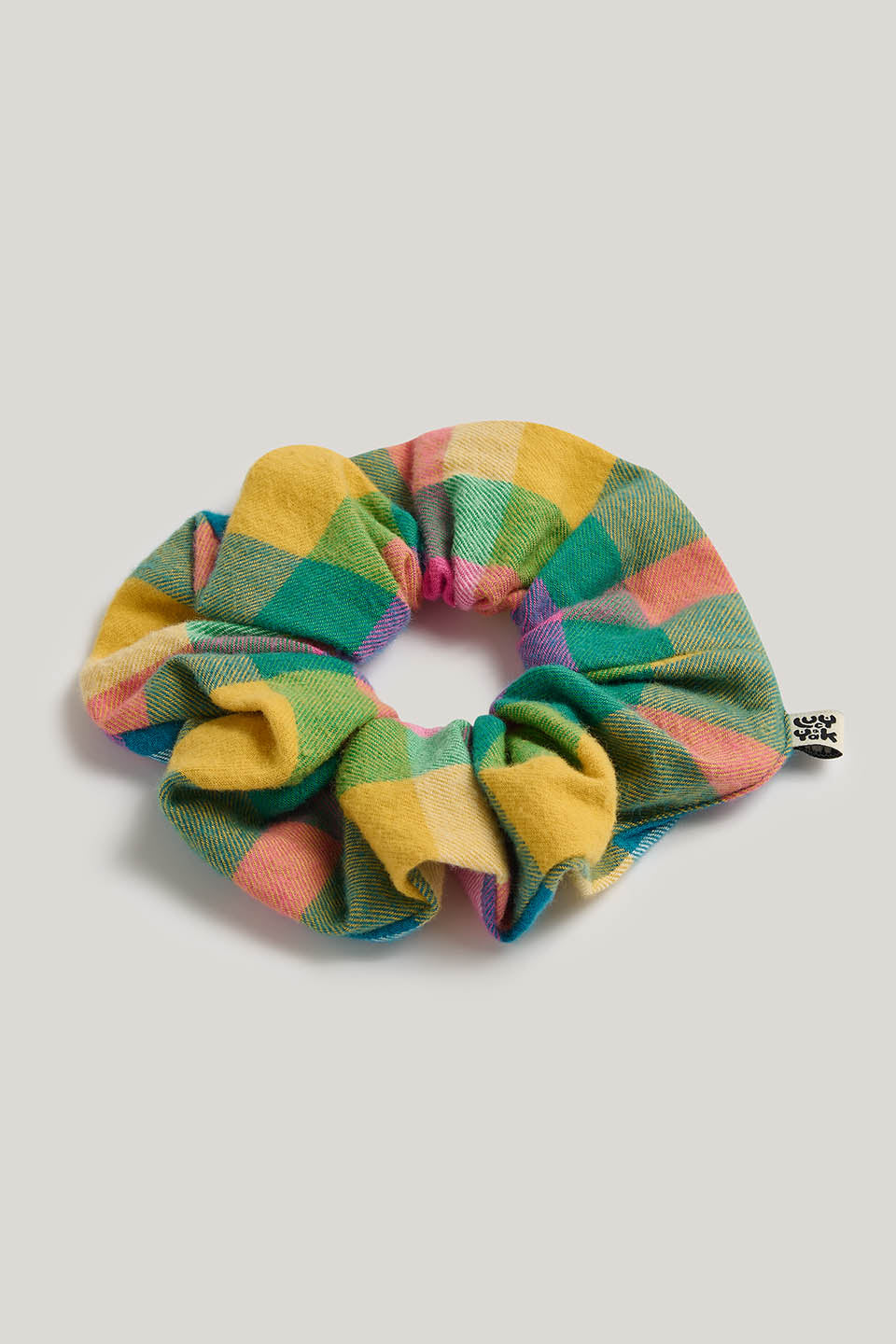 Mimmi - Oversized Scrunchie in Reversible Rainbow Check