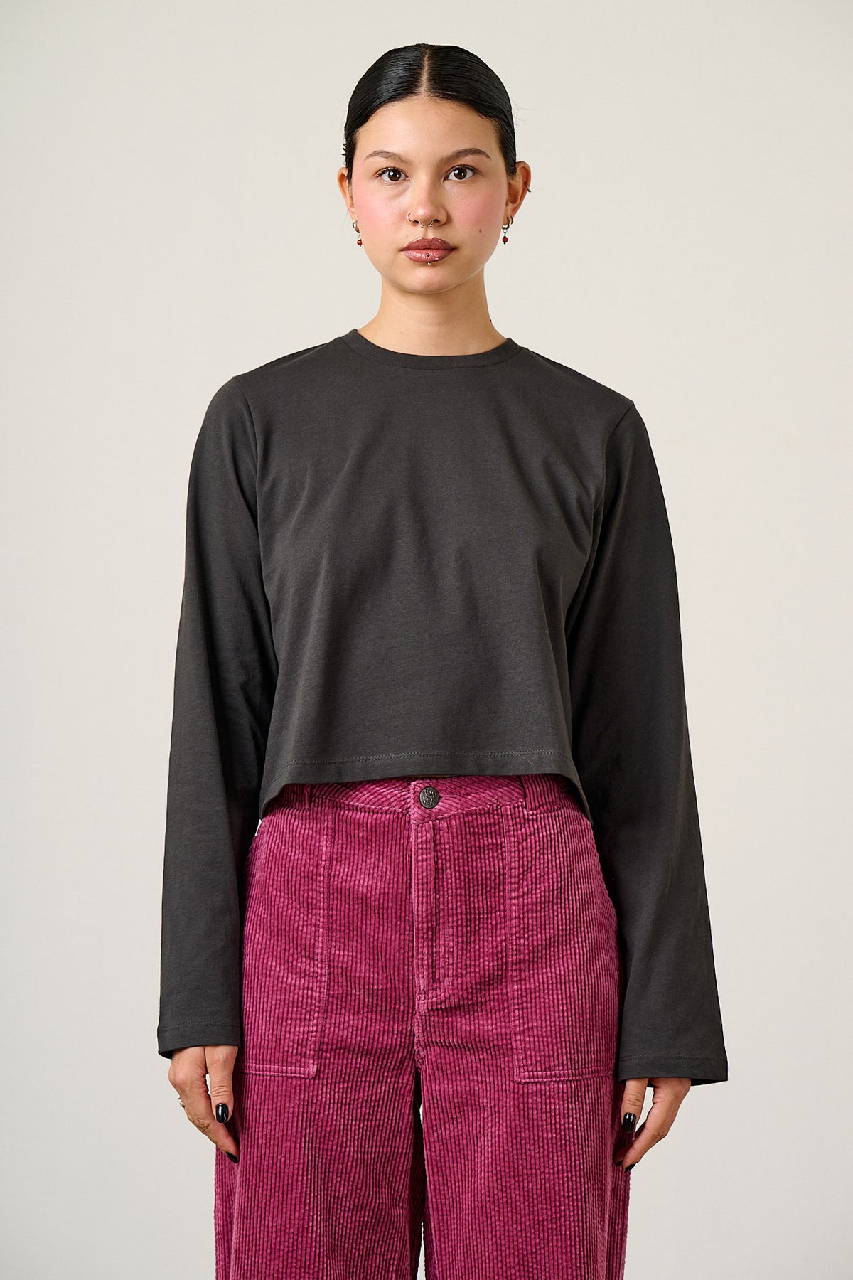 Mio - Cotton T-shirt in Charcoal