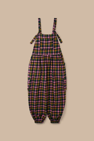 Miyada - Brushed Cotton Dungarees in Botanist Gingham