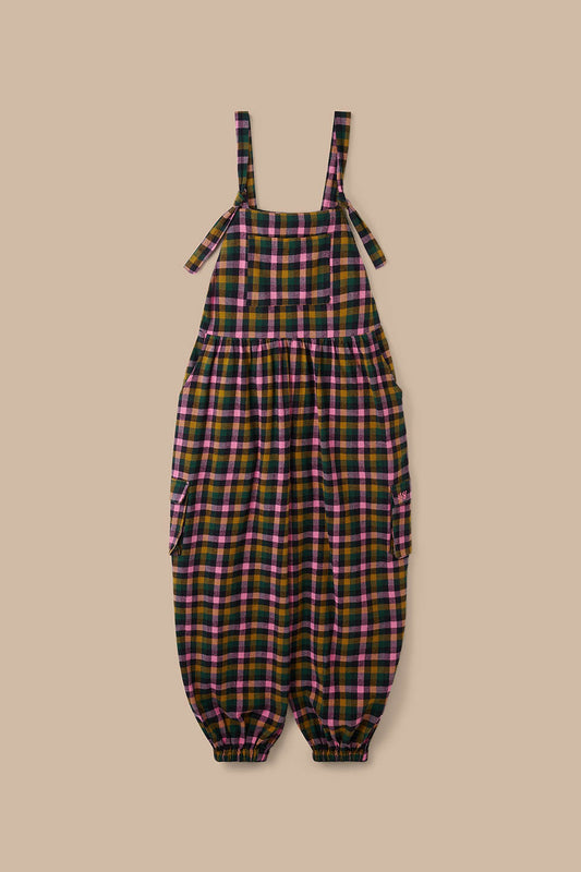 Miyada - Brushed Cotton Dungarees in Botanist Gingham