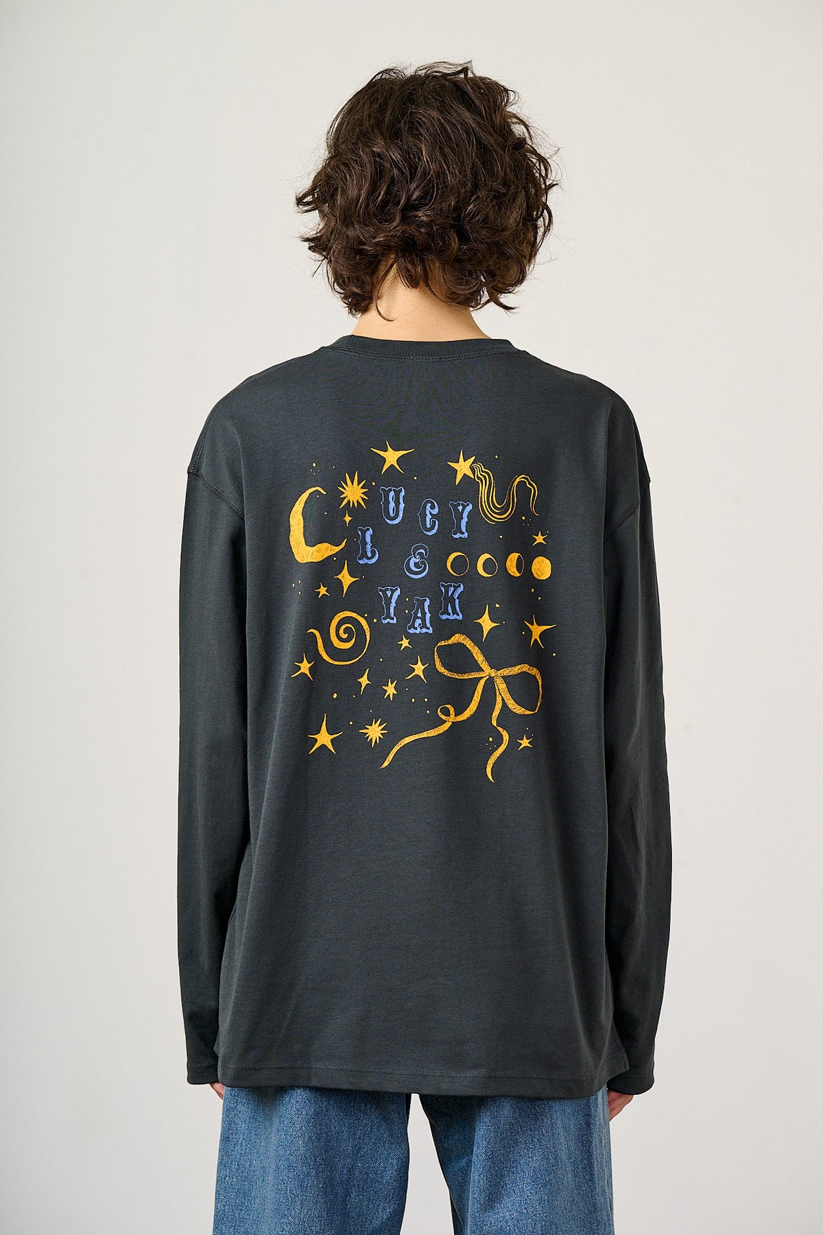 Murat - Organic Cotton Oversized Top in Charcoal Celestial Print