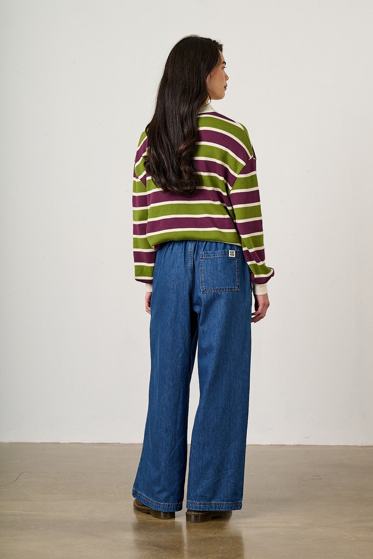 Norris - Wide Leg Jeans Organic Cotton Denim in Mid Wash Blue