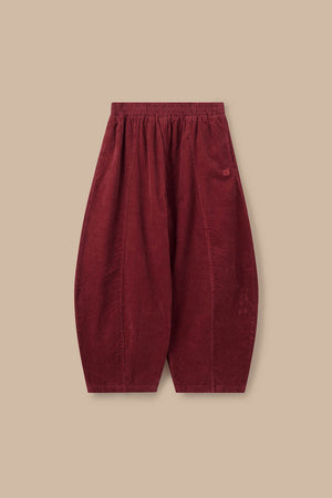 Obregon - Corduroy Barrel Leg Trousers in Pomegranate