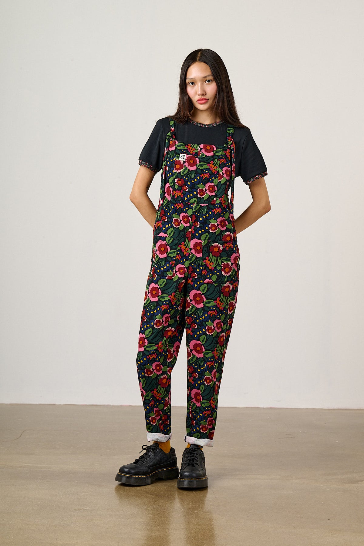 Original - Straight Leg Dungarees Organic Cotton in Black Marie Print
