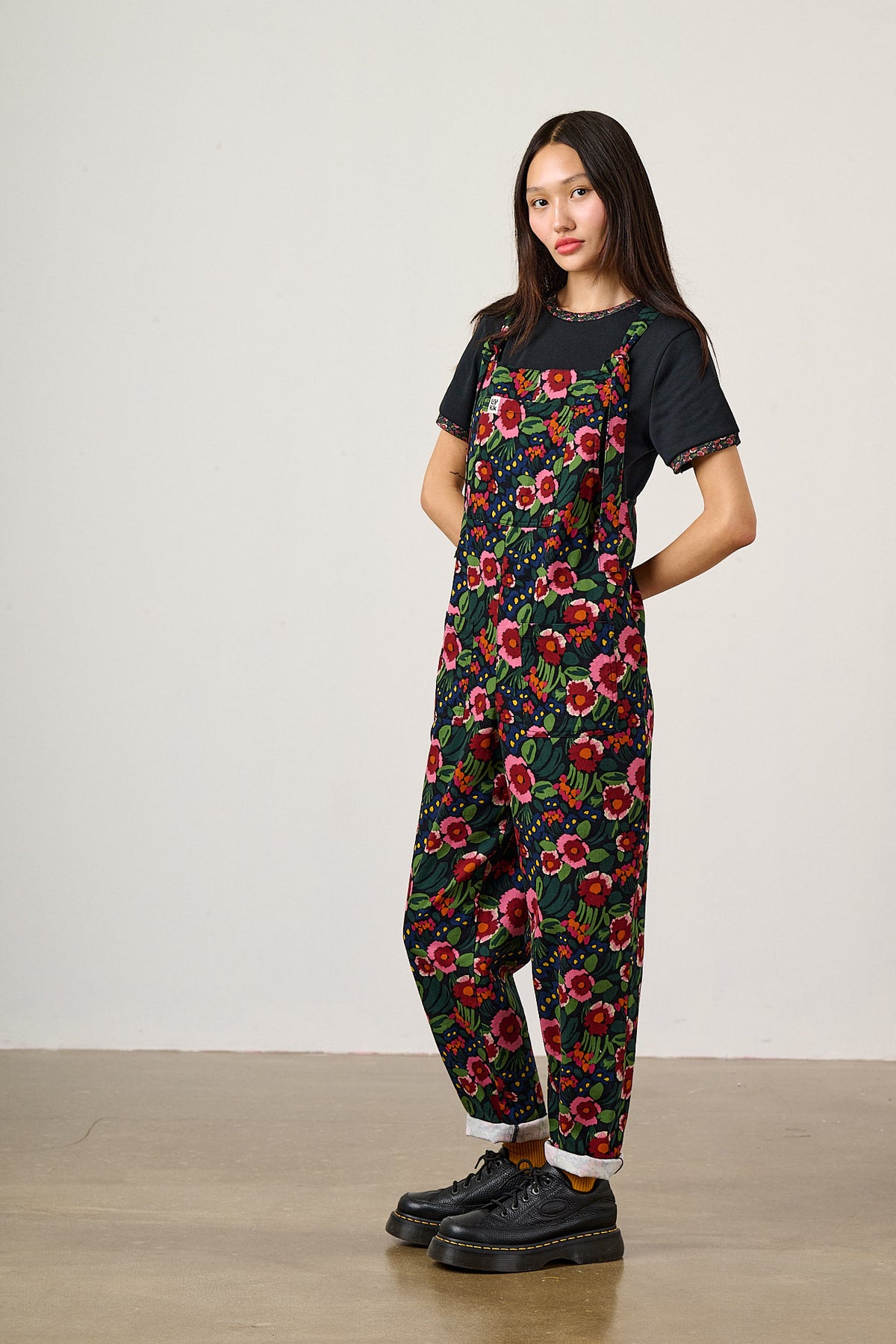 Original - Straight Leg Dungarees Organic Cotton in Black Marie Print