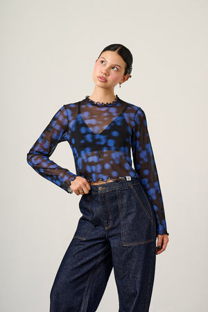 Perrie - Mesh Top in Blue Digital Blur
