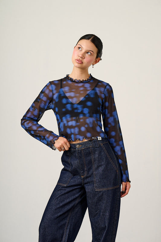 Perrie - Mesh Top in Blue Digital Blur