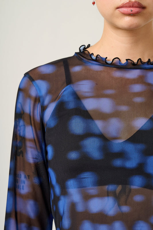 Perrie - Mesh Top in Blue Digital Blur