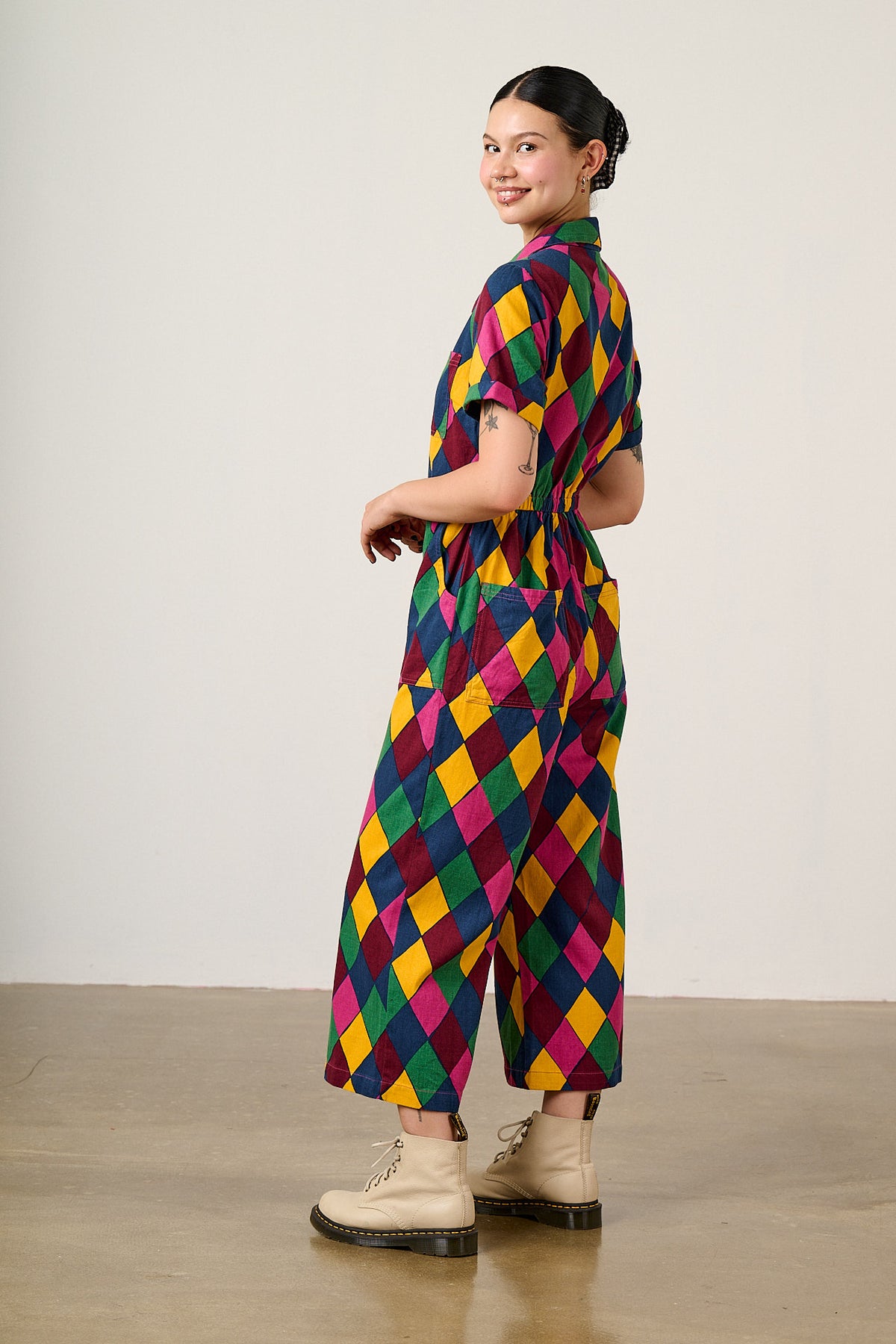 Ragan - Cotton Jumpsuit in Harlequin Print