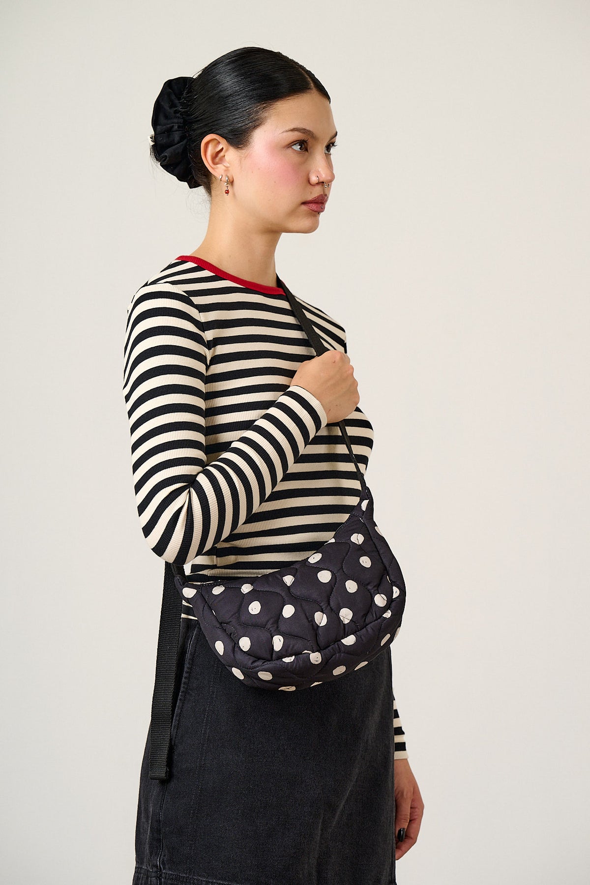 Reims - Crossbody Bag in Black and White Polka Dot