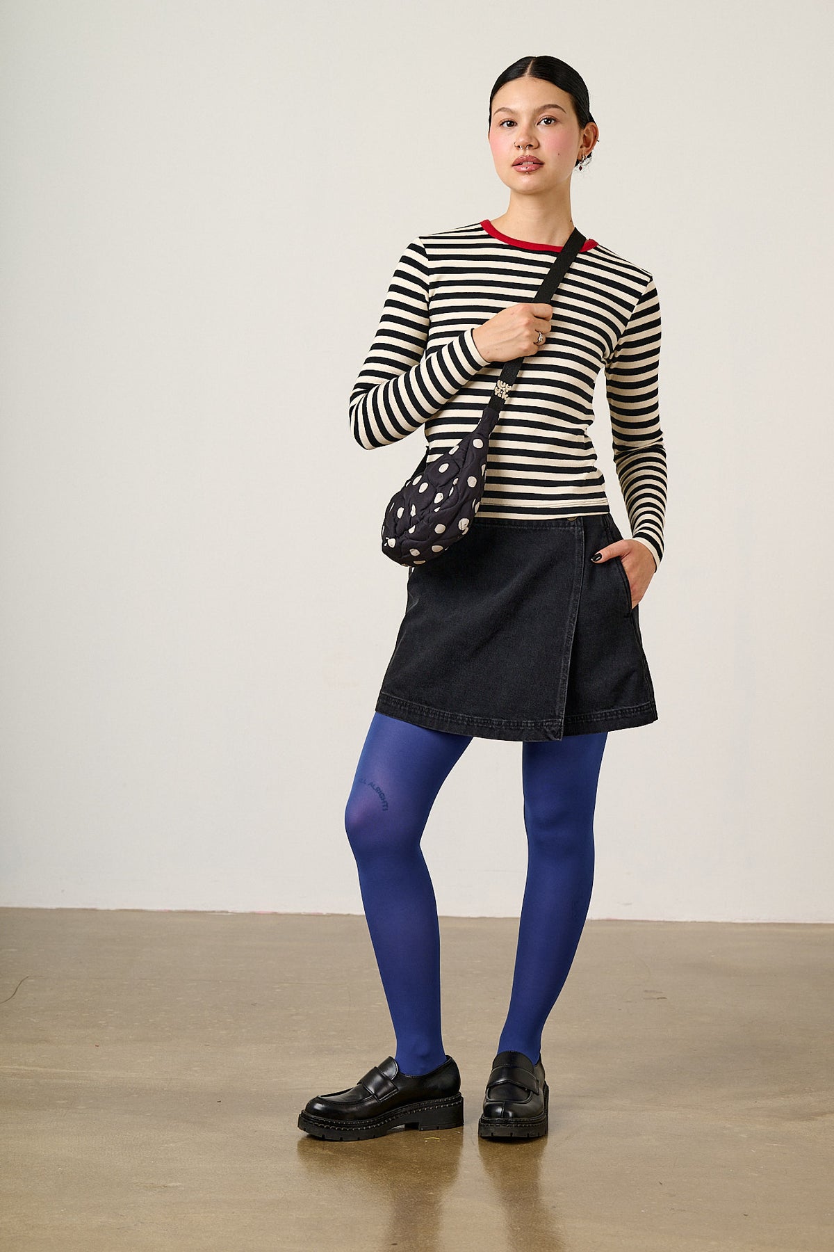 Reims - Crossbody Bag in Black and White Polka Dot
