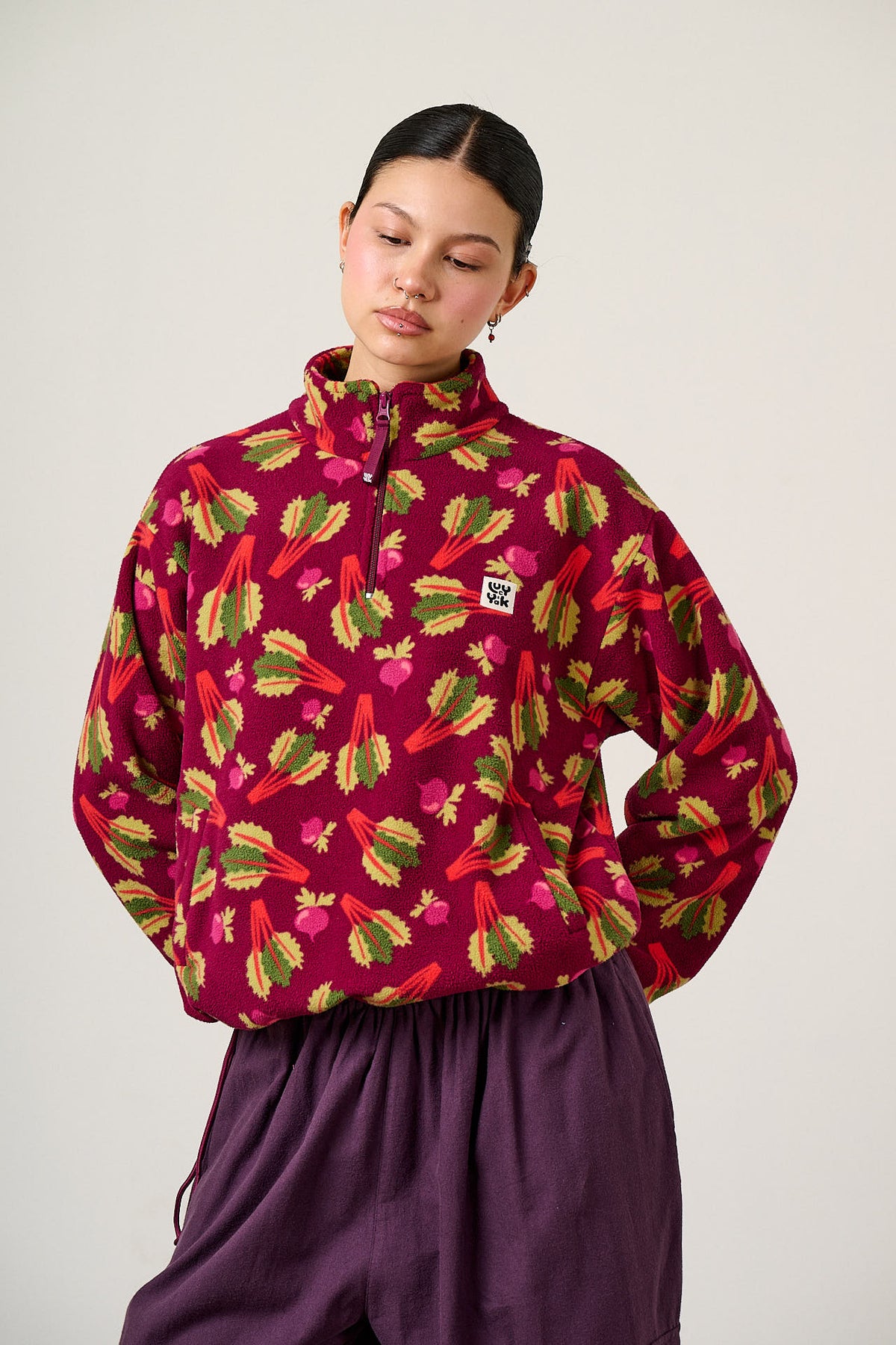 Stevie - Recycled Polyester Fleece in Rhubarb