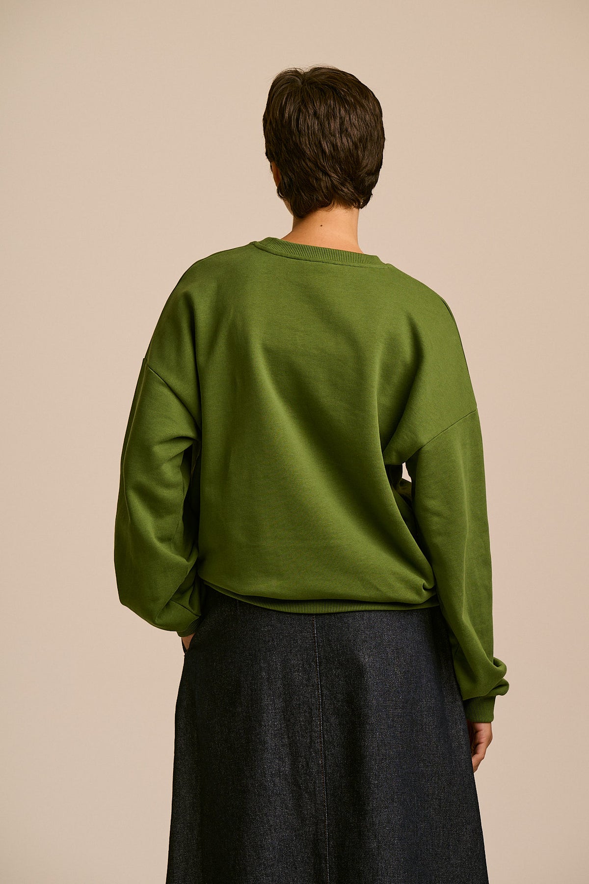 Sutton - Organic Cotton Blend Sweatshirt in Green Leaves