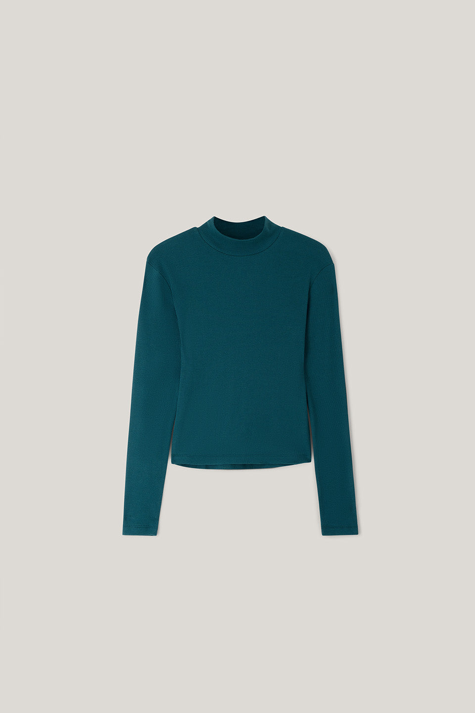 Tia - Organic Cotton Ribbed Funnel Neck in Teal