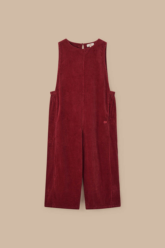 Tilda - Organic Corduroy Jumpsuit in Pomegranate