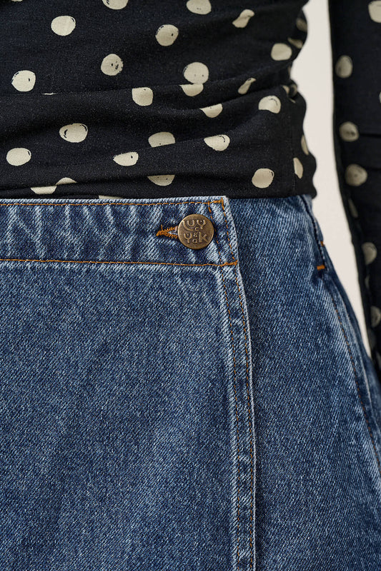 Veeda - Denim Skort in Mid Wash Denim