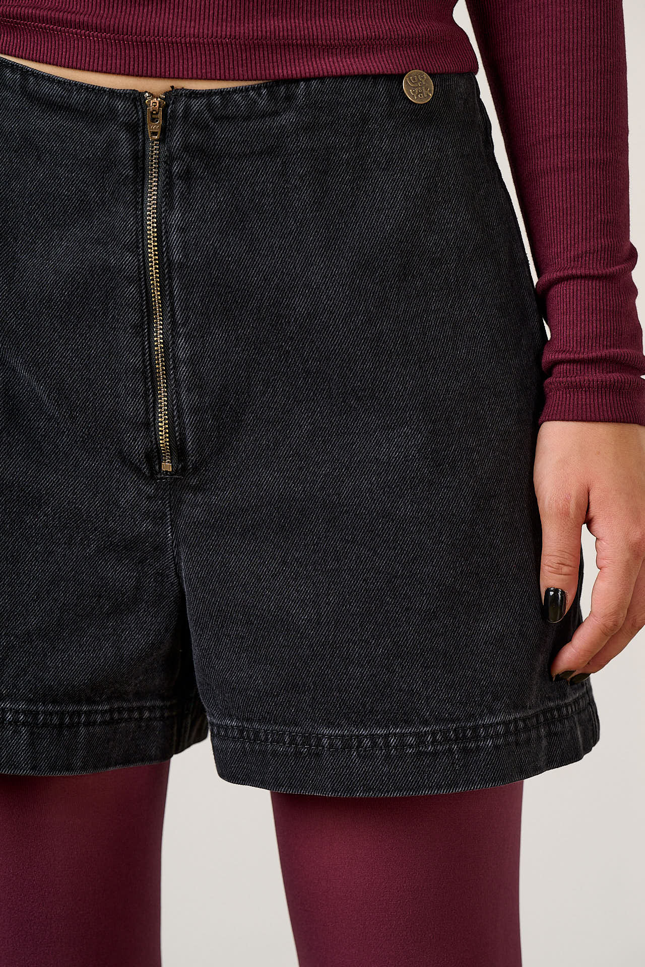 Veeda - Denim Skort in Black Wash Denim