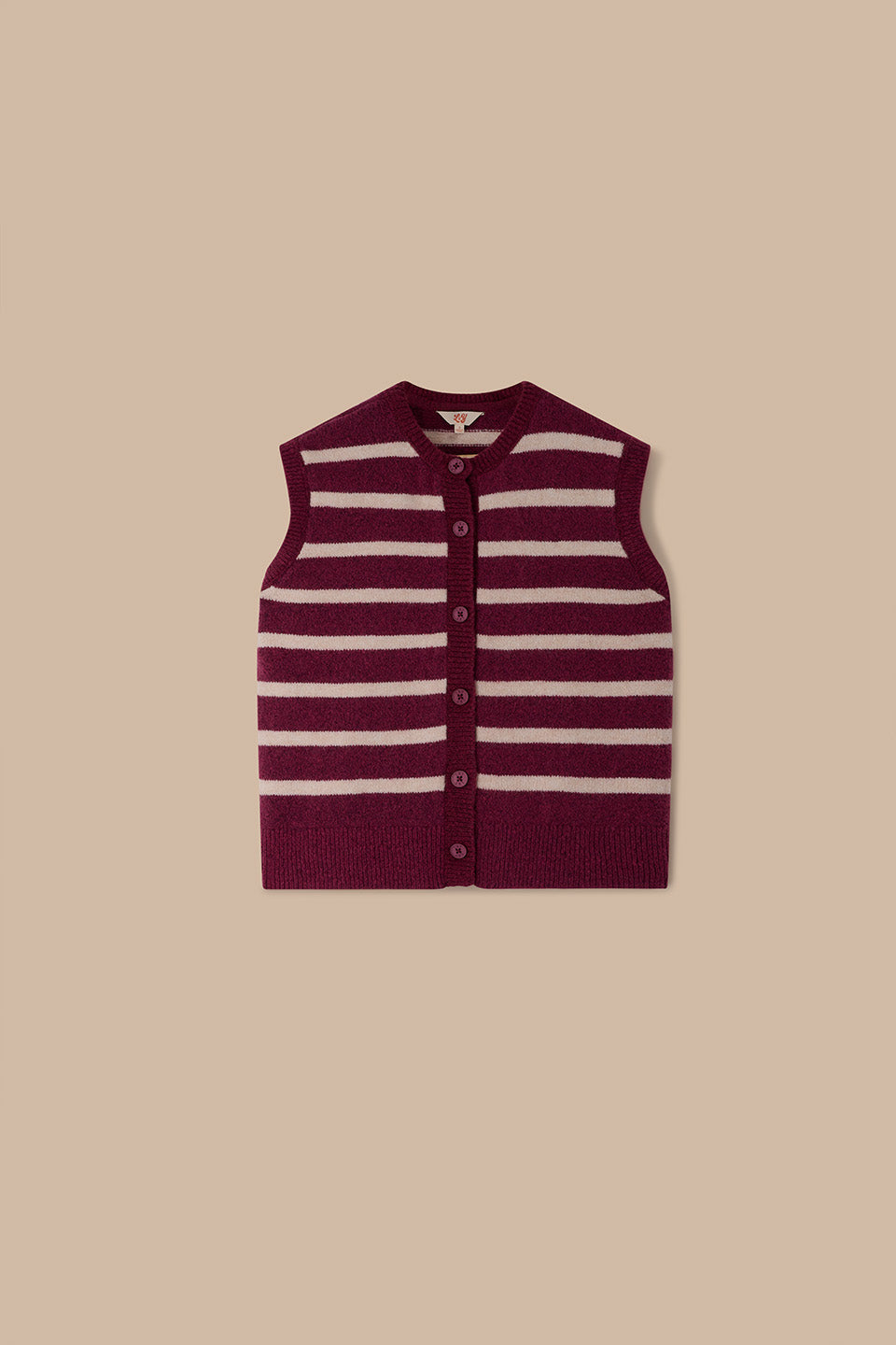 Vivi - Button Up Vest Recycled Polyester Knit in Stripe