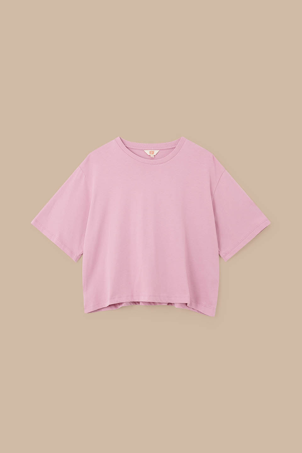 Zayla - Cotton Cropped Boxy T-Shirt in Dusky Pink