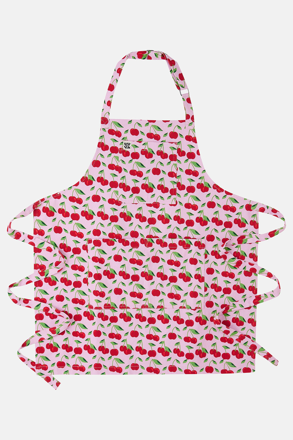 Ada - Cotton Apron in Pink Cherry Morello Print