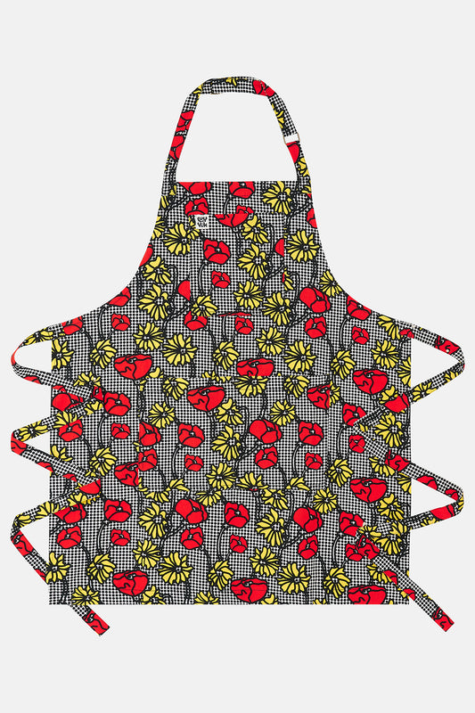 Ada - Cotton Apron in Poppy Comic Print