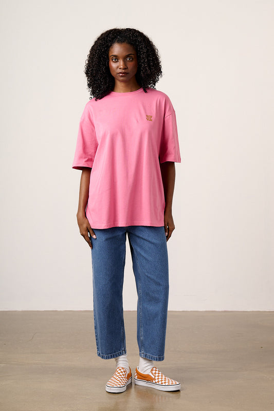 Benny - Oversized Cotton T-Shirt in Pink Fruit Salad Print