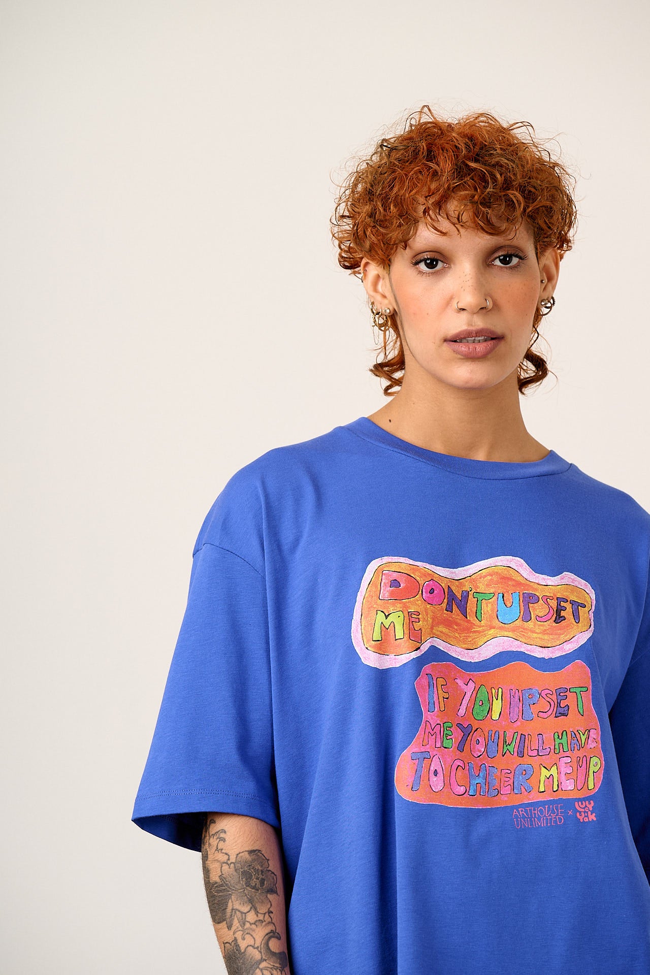 L.E Benny - Oversized Cotton T-Shirt in Arthouse & Yak: Don't Upset Me