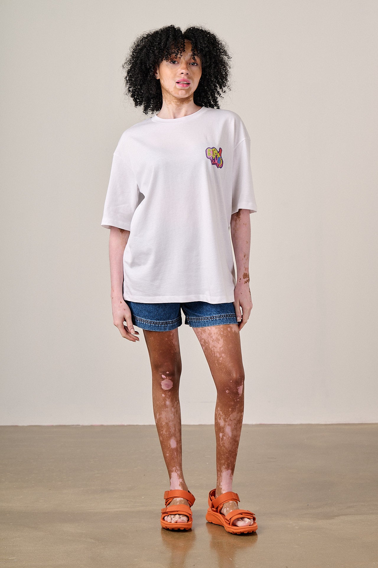 L.E Benny - Oversized Cotton T-Shirt in Arthouse & Yak: White Digital Frame