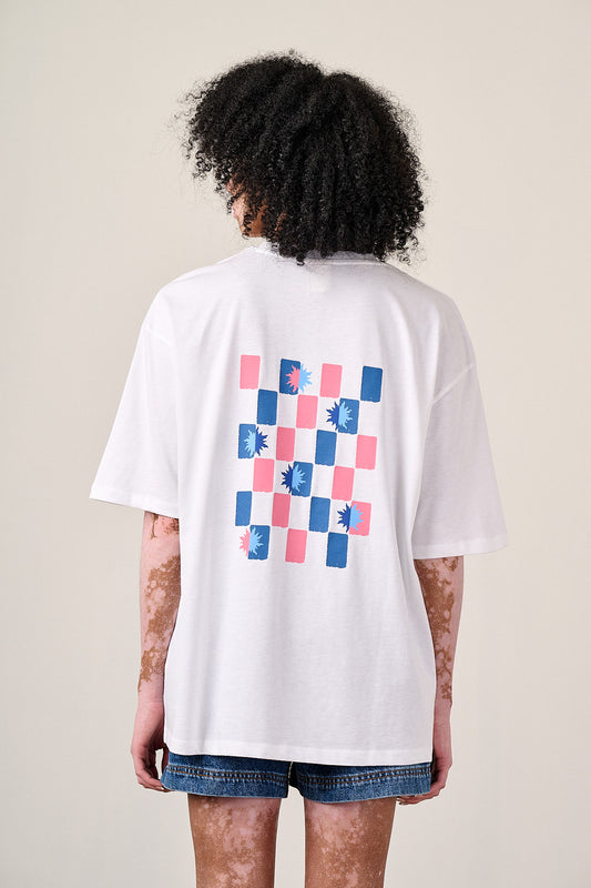 Benny - Oversized Cotton T-Shirt in Celestial Sun Print