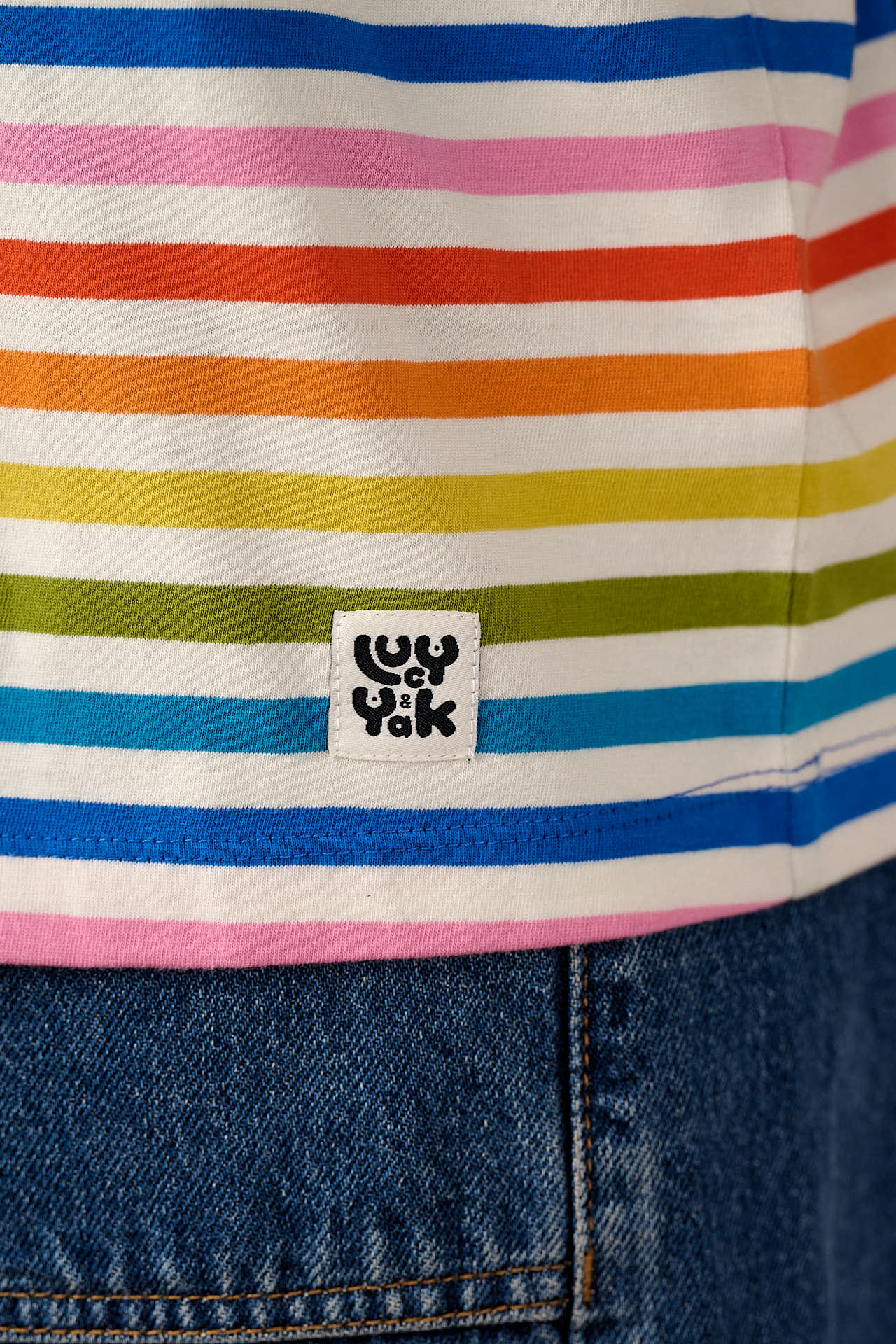 Benny - Oversized Cotton T-Shirt in Vintage Rainbow Stripe