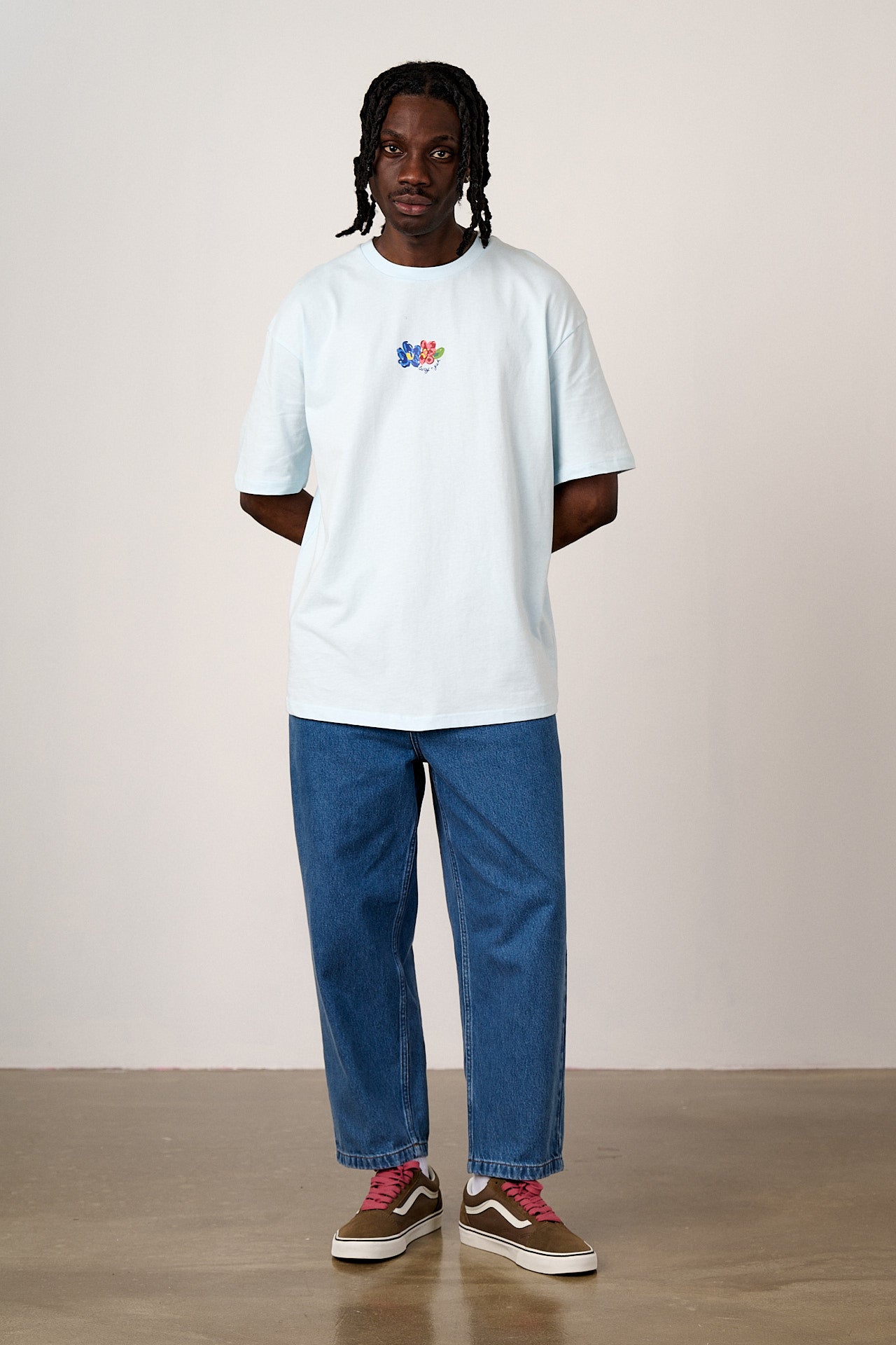 Benny - Oversized Cotton T-Shirt in Blue Vida Flower Print