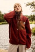 Harper - Borg Fleece Jacket in Jasper Red