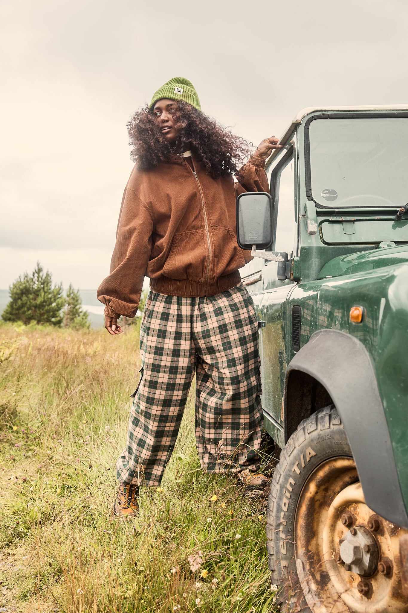 Rumi - Cargo Brushed Cotton Trousers in Annie Tartan Print