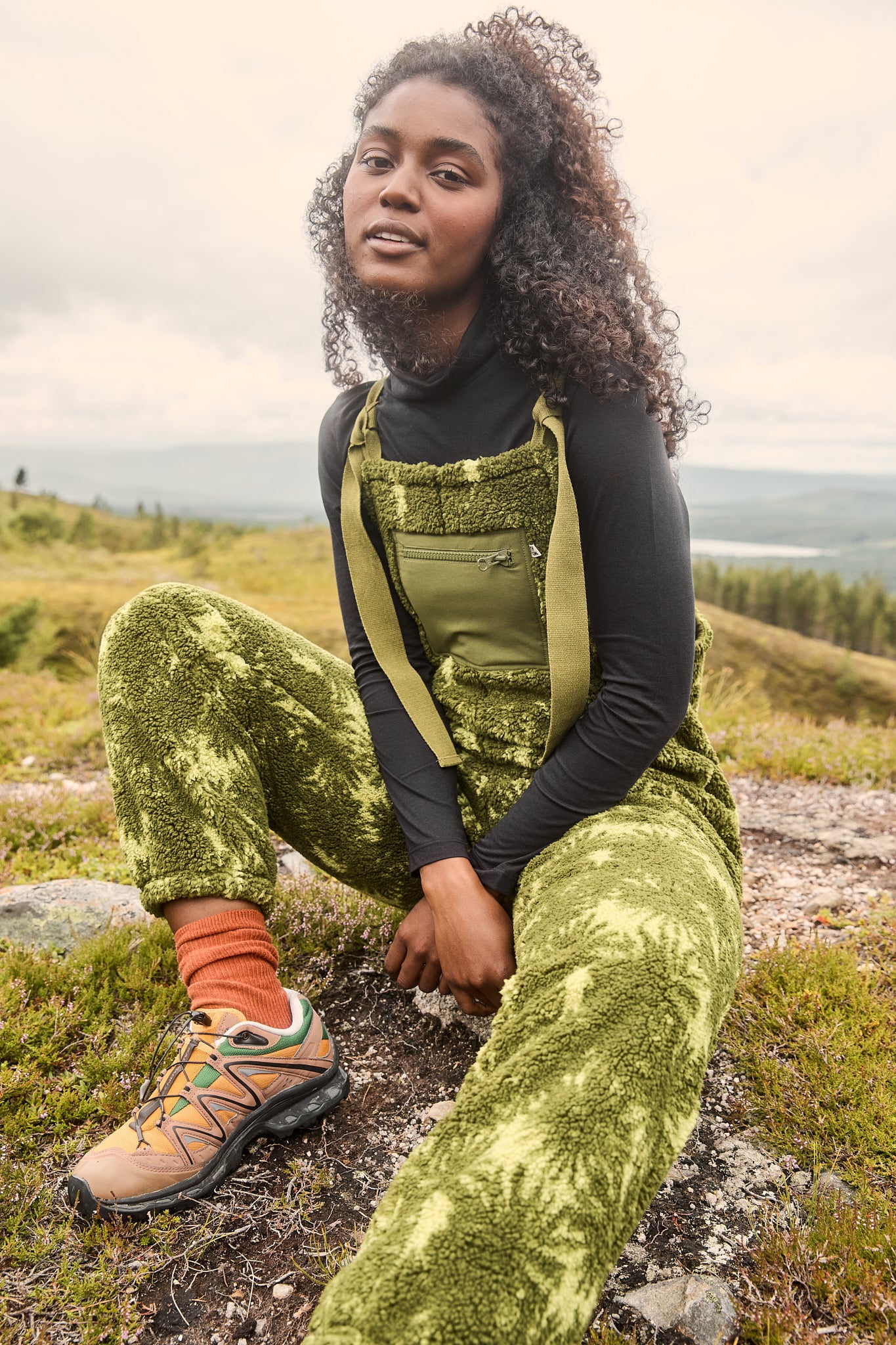 Baloo - Borg Fleece Dungarees in Sequoia Print