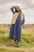 Maeve - Midi Dress in Denim With Myrtle Embroidery