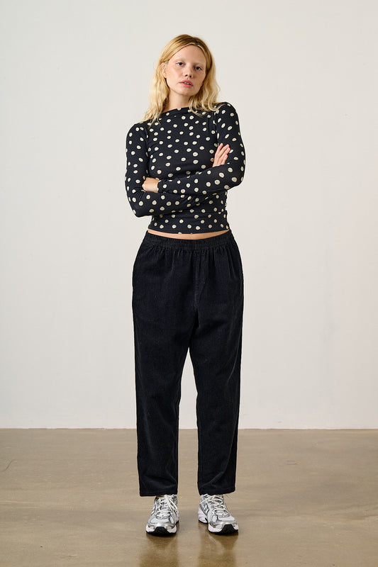 Billie - Organic Corduroy Trousers in Black