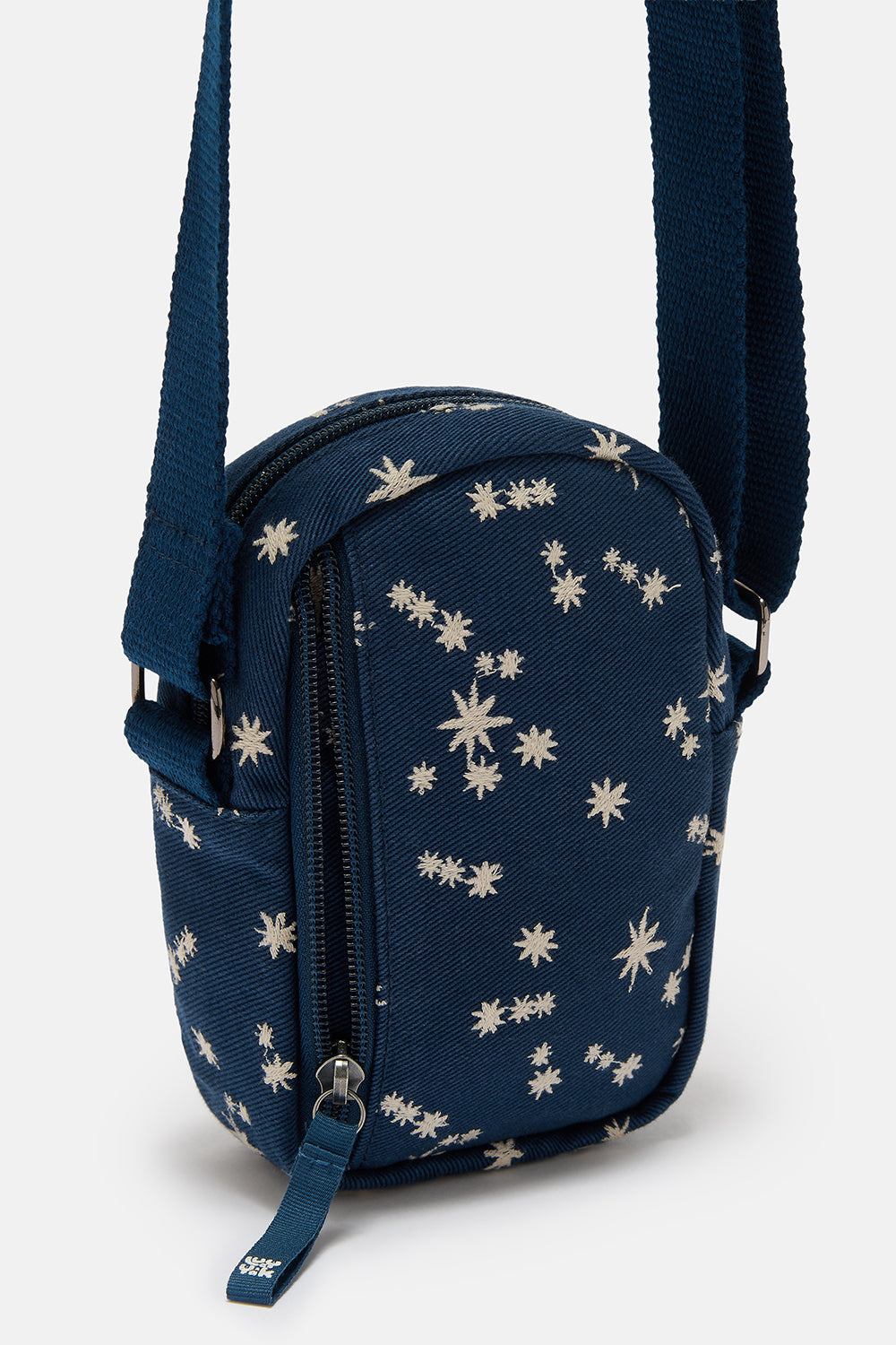 Brady - Crossbody Bag in Navy Moon & Star Embroidery