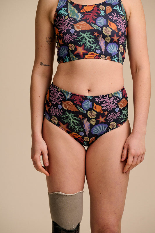 Bronte - High Rise Bikini Bottoms in Shell Print
