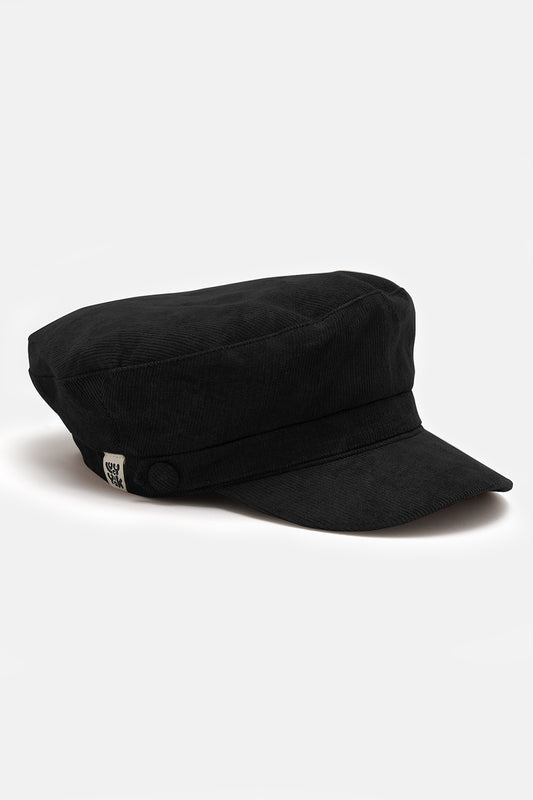 Simone Baker Boy Hat: COTTON CORDUROY - Black