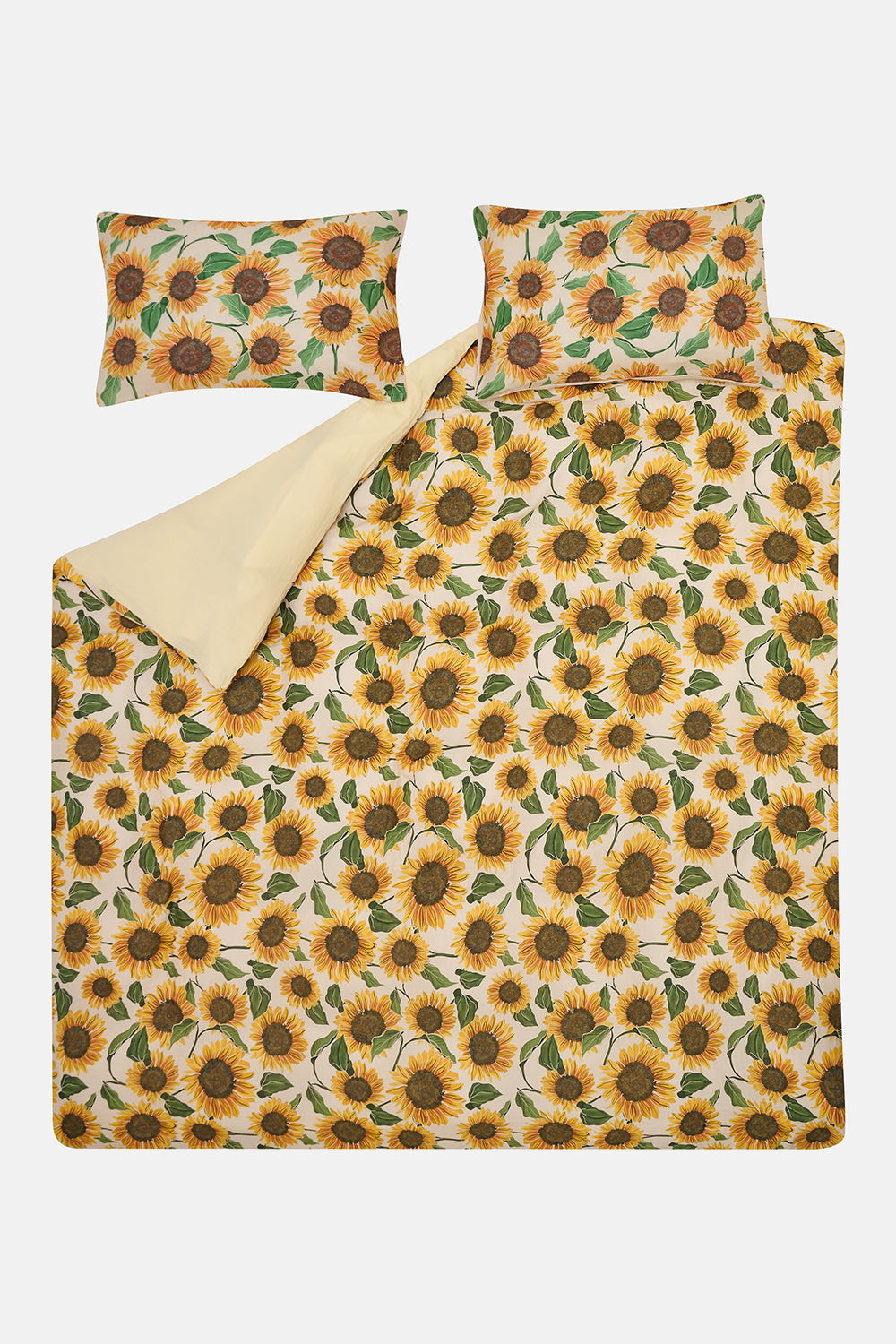 Bed Sheets - Soft Cotton in Cream Sunflower Print