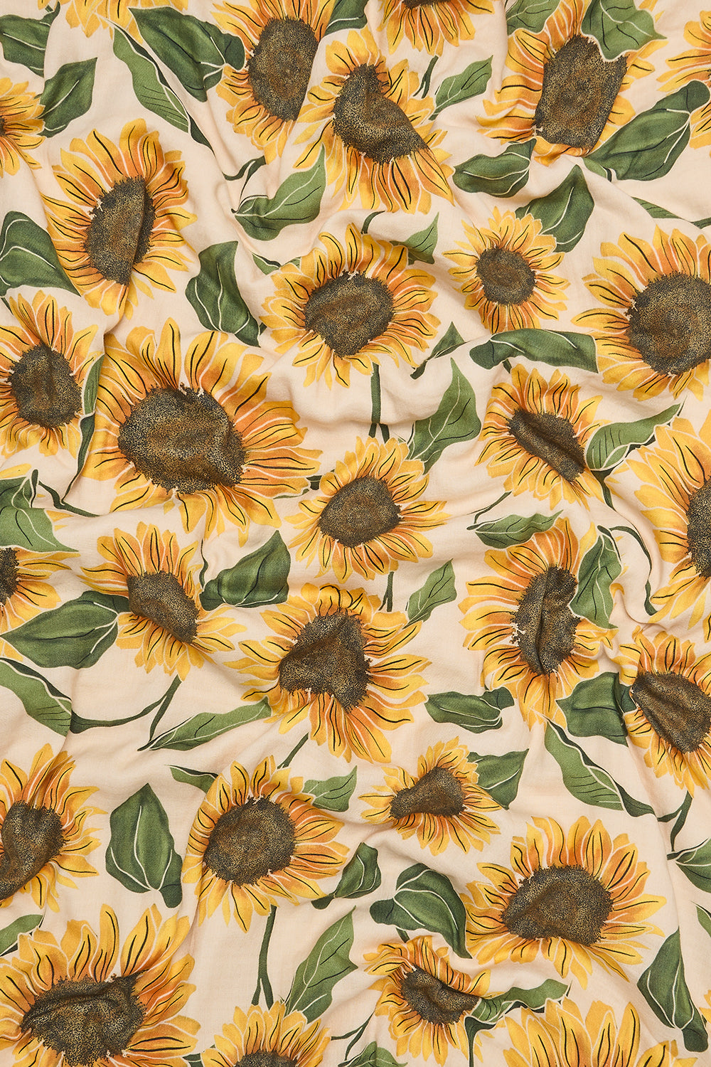 Bed Sheets - Soft Cotton in Cream Sunflower Print