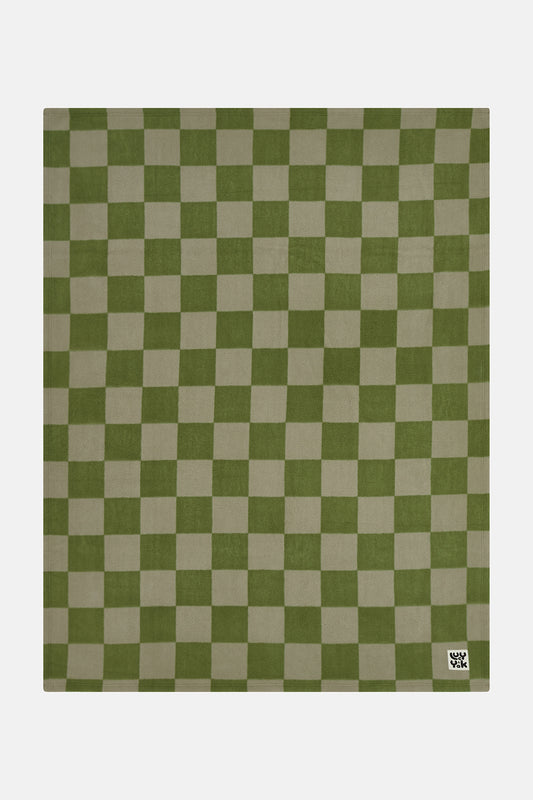 Blanket - Polar Fleece in Green Checkerboard Print