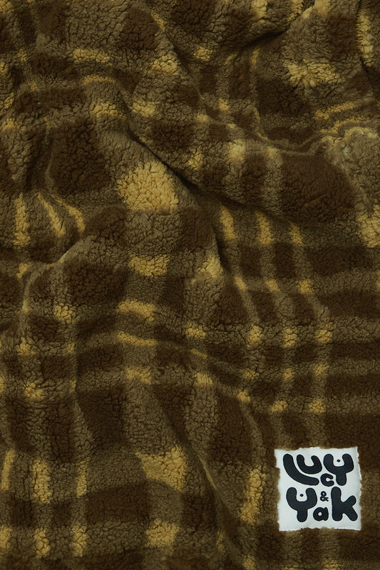 Blanket - Borg Fleece in Brown Cher Check Print