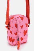 Brady - Crossbody Cotton Twill Bag in Pink Heart Cupid Print