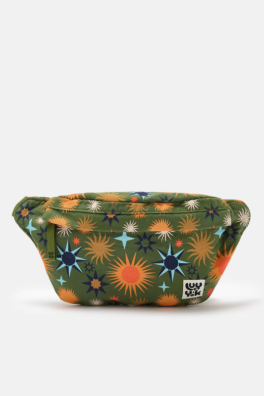 Brodie - Cotton Bumbag in Green Ember Print